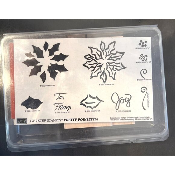 VTG Rare 1999 Stampin Up! Pretty Poinsettia stamp set Christmas - Picture 1 of 2